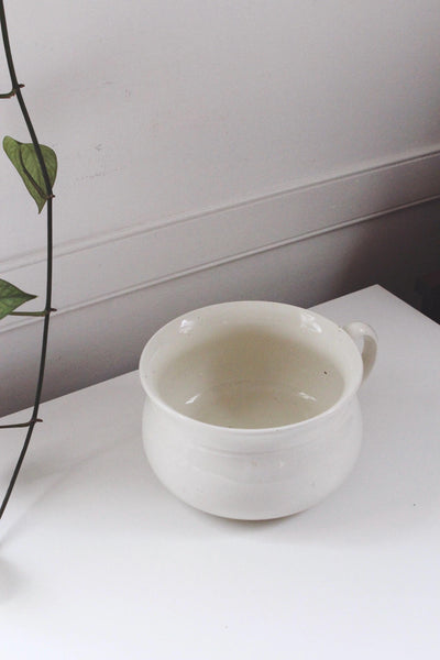 Antique Chamber Pot - Made in England - White Ceramic Ironstone, Planter Decor