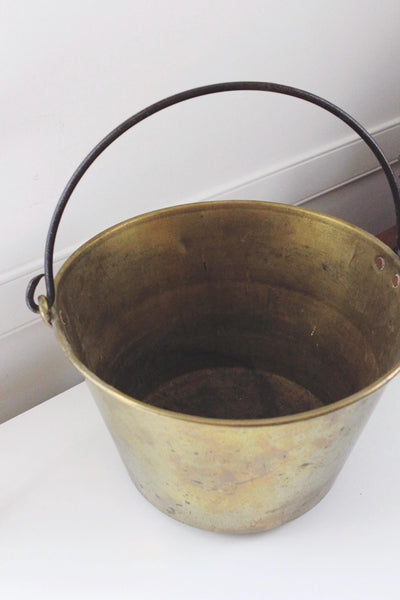 Antique Brass Bucket - Fireplace Fire Pot, Kettle, Pail - Planter, Decor