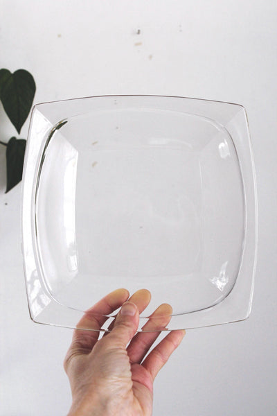 Vintage Square Glass Plates Set of 4 - Mid Century Modern, Geometric, Minimalist
