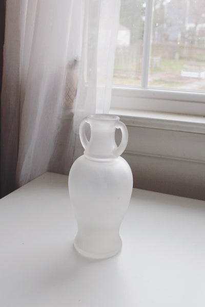 Vintage Frosted Glass Vase - Satin Glass Vase - Art Glass Bottle