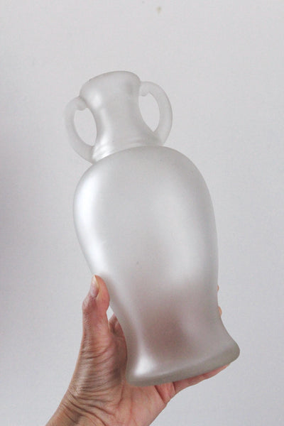 Vintage Frosted Glass Vase - Satin Glass Vase - Art Glass Bottle