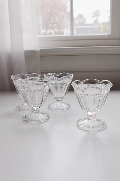 Vintage Clear Glass Sundae or Sherbet Glasses - Anchor Hocking - Mid Century Modern