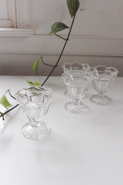 Vintage Clear Glass Sundae or Sherbet Glasses - Anchor Hocking - Mid Century Modern