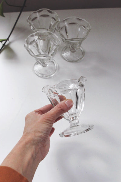 Vintage Clear Glass Sundae or Sherbet Glasses - Anchor Hocking - Mid Century Modern