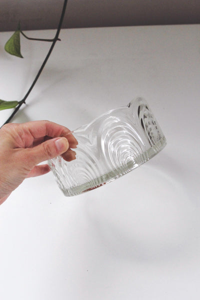 Vintage Art Deco Glass Serving Bowl with Scalloped Design, Trinket Dish