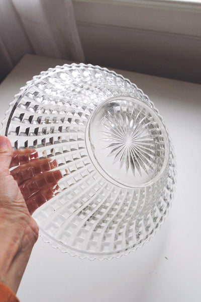 Vintage Large Glass Fruit Bowl Centerpiece - Serving Bowl, Vanity Tray - Art Deco