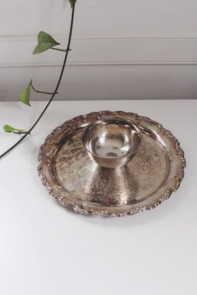 Vintage Silver Plated Chip and Dip Serving Tray by Oneida