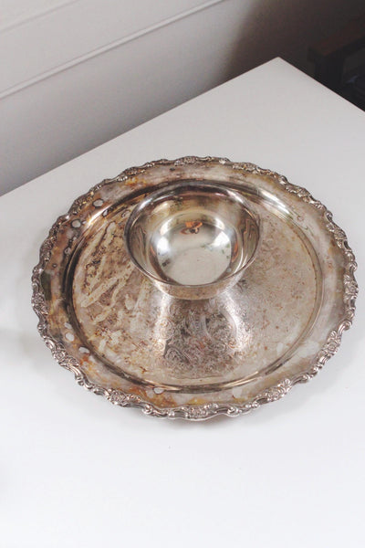 Vintage Silver Plated Chip and Dip Serving Tray by Oneida