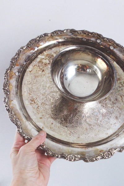 Vintage Silver Plated Chip and Dip Serving Tray by Oneida
