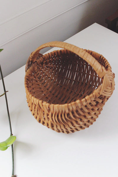 Vintage Woven Wicker Buttocks Basket - Egg Gathering Basket, Melon Basket, God's Eye