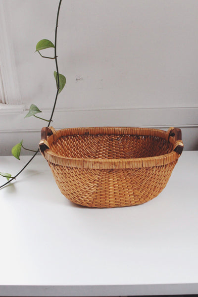 Vintage Woven Wicker Buttocks Basket - Egg Gathering Basket, Melon Basket, God's Eye