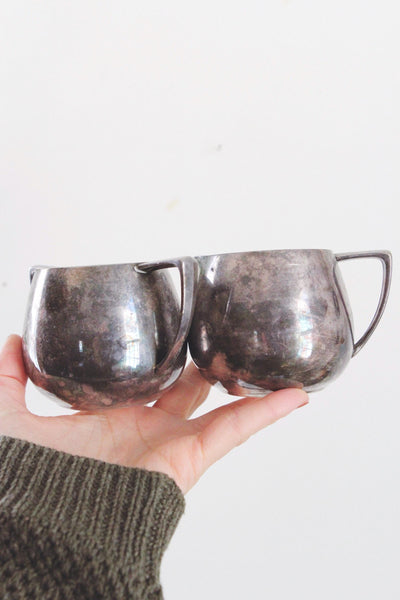 Vintage Silver Plated Cream and Sugar Set - Nobility Plate Quadruple Plate - Mid Century Modern