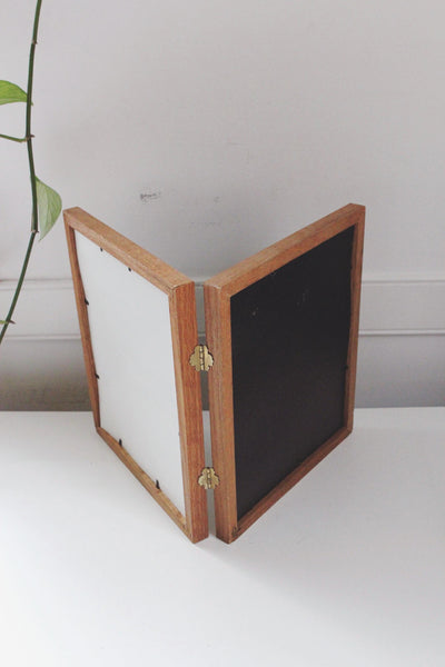 Vintage Oak Wood Bi-fold Picture Frame 8x10 Double Hinged