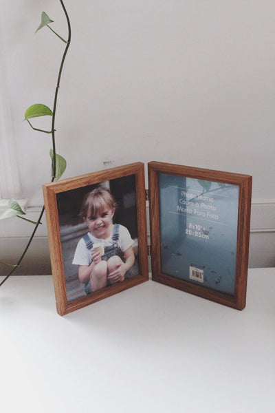 Vintage Solid Wood Picture Frame - 8x10, 5x7, Bi-fold Picture Frame - Oak + Teak