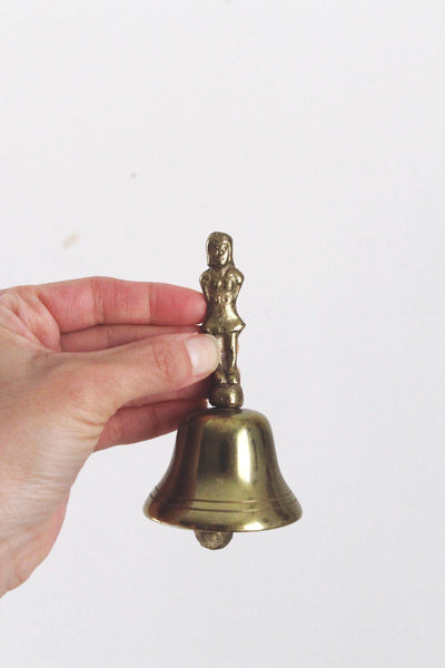 Vintage Brass Bell, Hand Bell - Apple Bell, Lady Bell, Meditaion Bell, Engraved Bell, Cow Bell