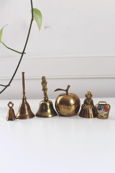 Vintage Brass Bell, Hand Bell - Apple Bell, Lady Bell, Meditaion Bell, Engraved Bell, Cow Bell