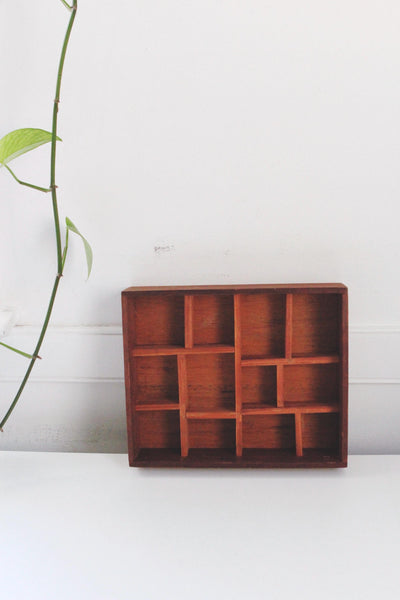 Vintage Wooden Storage Cabinet Display Trinket Shelf - Handmade, Glass Front, Rustic