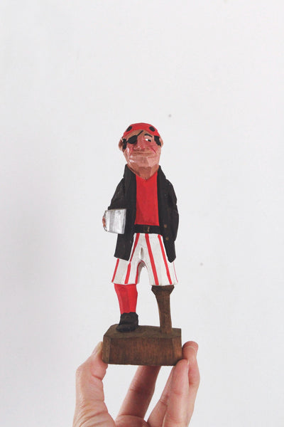 Vintage Wood Hand Carved Sailor Sea Captain Figurine - Nautical, Rustic, Folk Art