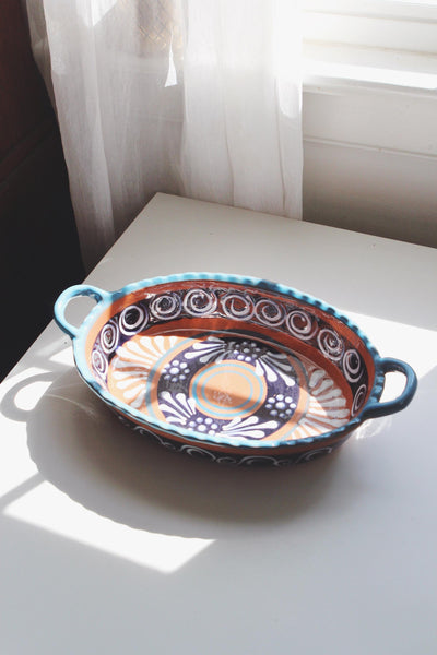 Vintage Handcrafted Mexican Talavera Ceramic Bowl Dish - Pottery Art