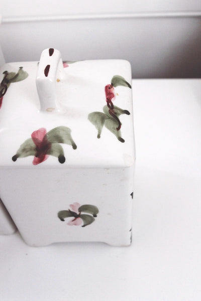 Vintage Ceramic Canister Set Hand Painted Floral - Andrea by Sadek, Jay Willfred, Made in Portugal