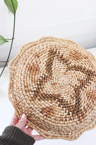 Vintage Woven Rattan Basket Wall Hanging - Star Design