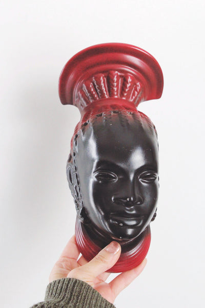 Vintage Ceramic African Tribal Woman Head Wall Hanging - Sculpture Art