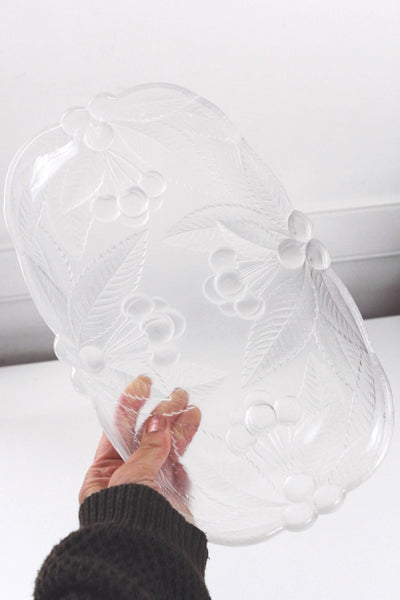 Vintage Serving Tray Trinket Dish - Mikasa Bountiful Cherries Frosted Glass Relish Dish