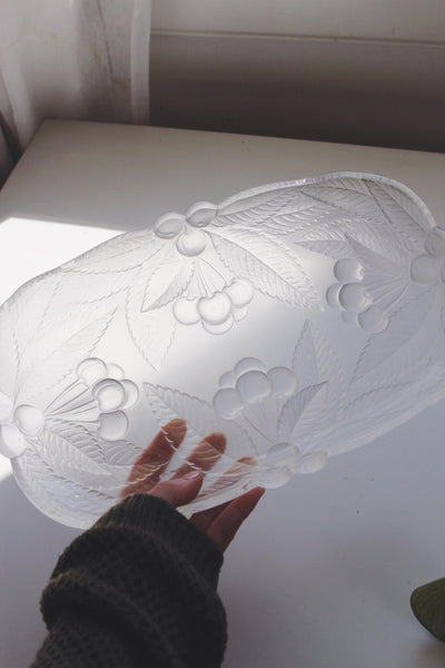 Vintage Serving Tray Trinket Dish - Mikasa Bountiful Cherries Frosted Glass Relish Dish