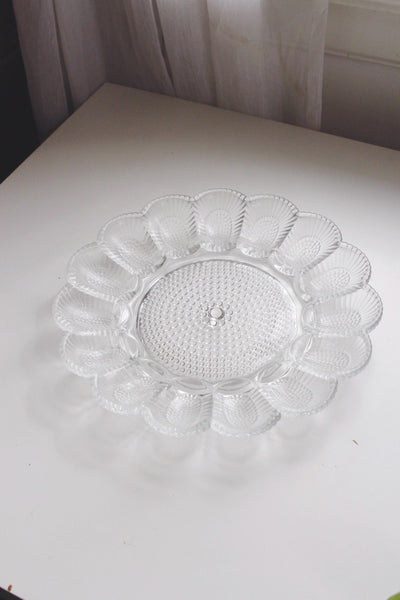 Vintage Deviled Egg Plate Tray by Indiana Glass Co. - Hobnail Clear Glass