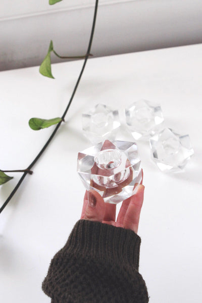 Vintage Mid Century Star Candle Holder - Glass or Crystal