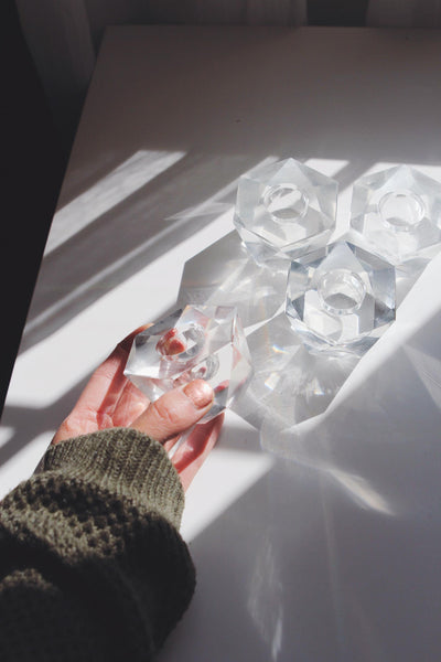 Vintage Mid Century Star Candle Holder - Glass or Crystal