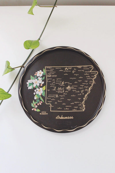 Vintage Arkansas State Souvenir Tray - Metal Wall Art, Plate Wall, Serving