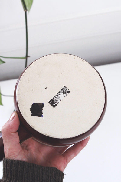 Vintage Soup Bowl Crock - Stoneware Pottery, Speckled, Lidded, Handle - French Onion Soup