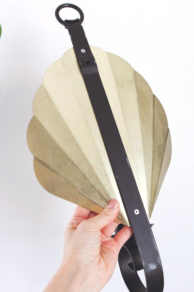 Vintage Brass Shell Wall Sconce Candlestick Holder, Nautical Hollywood Regency Decor