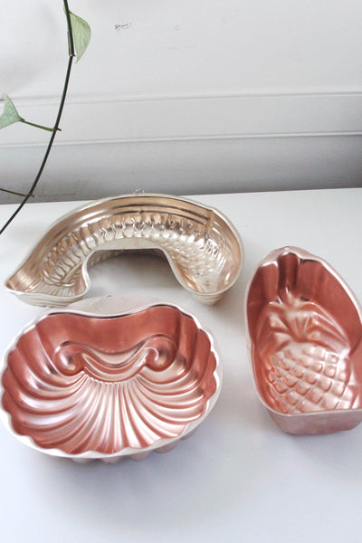 Vintage Copper Mold Wall Hanging - Fish, Shell, Pineapple