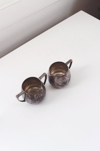 Vintage Silver Plated Cream and Sugar Set - Nobility Plate Quadruple Plate - Mid Century Modern