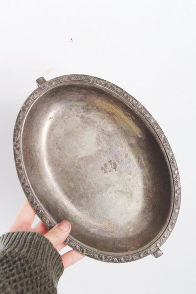 Vintage Silver-Plated Handled Oval Serving Tray Trinket Dish