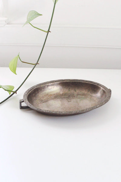 Vintage Silver-Plated Handled Oval Serving Tray Trinket Dish