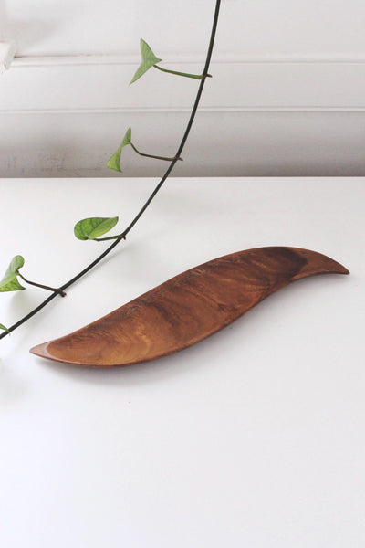 Vintage Mid Century Modern Sculptural Wooden Tray - Catchall Trinket Dish - New Zealand Rimu