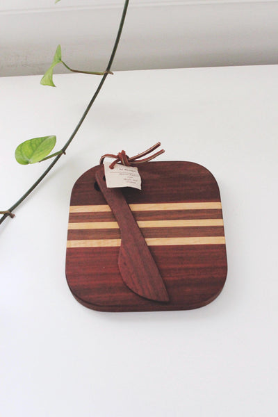 Vintage Wooden Cutting Board or Cheese Plate - Handcrafted, Mid Century Modern