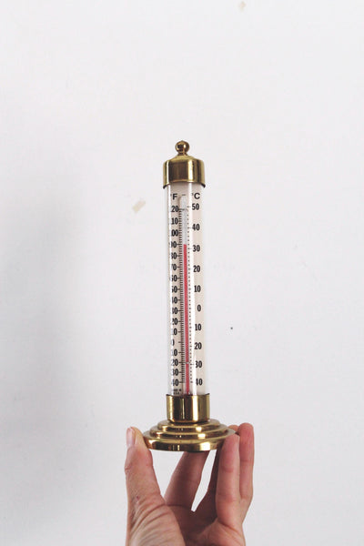 Vintage Brass Thermometer - Conant Custom Brass Vermont - Tabletop Desktop Thermometer