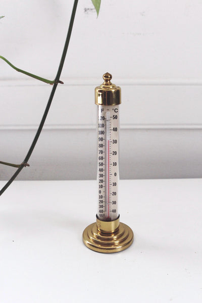 Vintage Brass Thermometer - Conant Custom Brass Vermont - Tabletop Desktop Thermometer