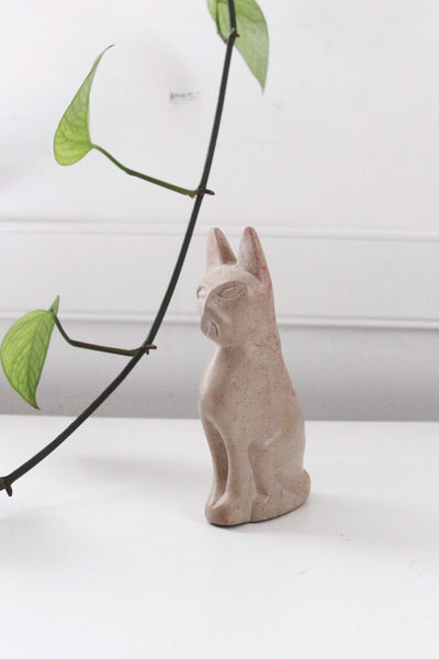 Vintage Hand-Carved Etched Black Stone Mother and Child Figurine Sculpture