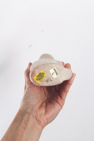 Vintage Hand-Carved Etched Black Stone Mother and Child Figurine Sculpture