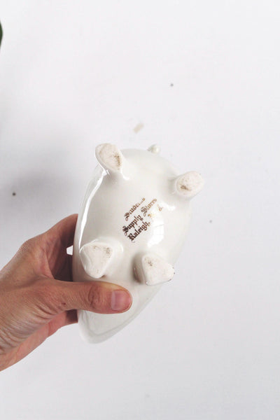 Vintage Mid Century Ceramic Cat Planter Cachepot Trinket Holder - North Carolina State University, 50s 60s