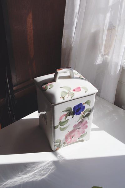 Vintage Ceramic Canister Set Hand Painted Floral - Andrea by Sadek, Jay Willfred, Made in Portugal