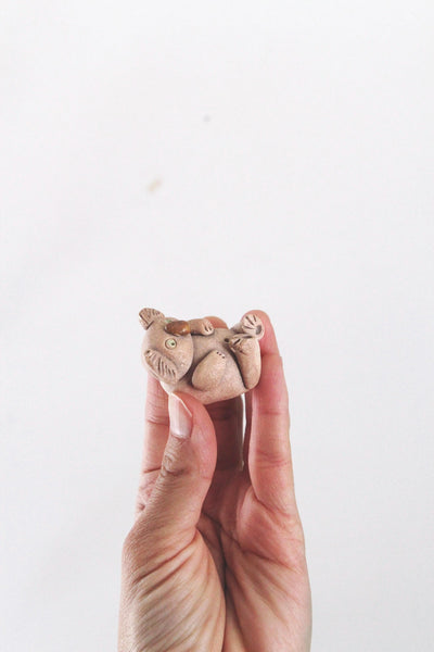 Vintage Ceramic Koala Figurine Incense Burner Holder - Hand Carved Clay