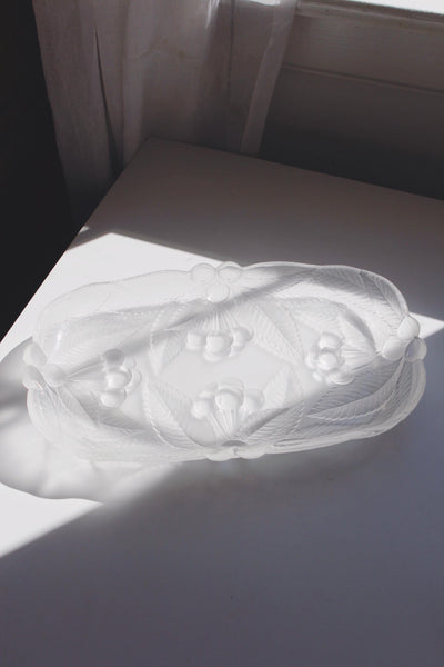 Vintage Serving Tray Trinket Dish - Mikasa Bountiful Cherries Frosted Glass Relish Dish