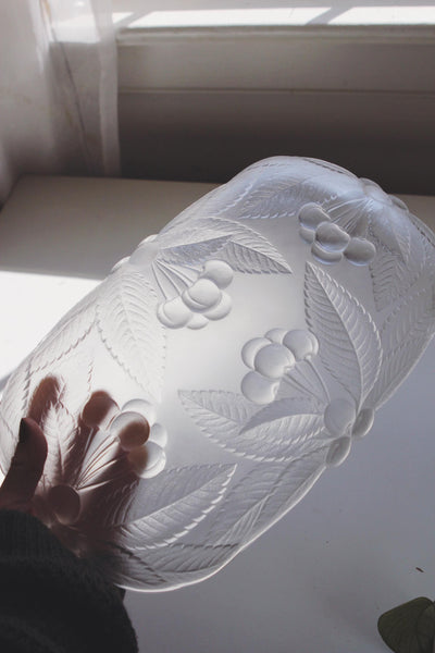 Vintage Serving Tray Trinket Dish - Mikasa Bountiful Cherries Frosted Glass Relish Dish