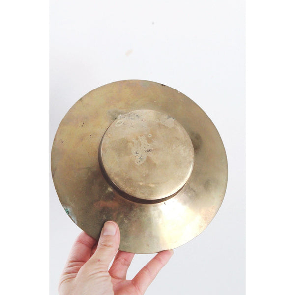 Vintage Zodiac Solid Brass Trinket Dish Tray Ashtray - Made In Korea